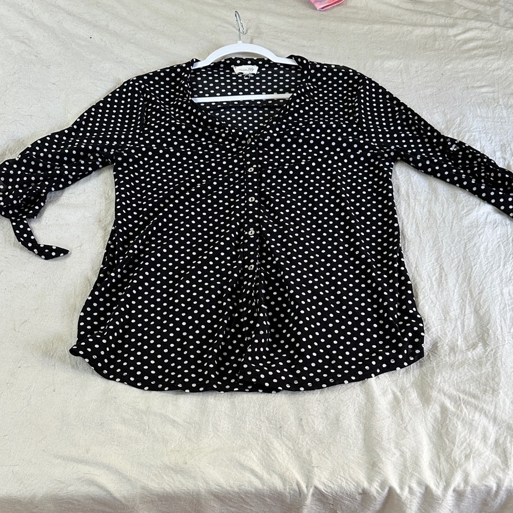 Siren Lily Black and White Polka Dot Blouse